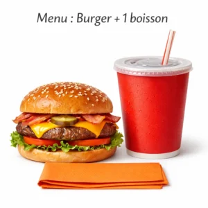 Menu :1 burger + 1 boisson A2pas2moi